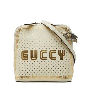 Gucci Sega Guccy Crossbody Bag White Gold Leather